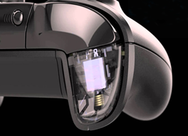 Game controller showing vibratory motor assemblies