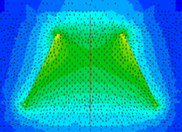 FEA magnetic field profile side view pyramid magnet