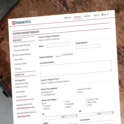 Custom magnet request form